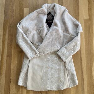 JOHNNY WAS BIYA EMBROIDERED JACKET JACQUARD COAT FAUX FUR Size Small